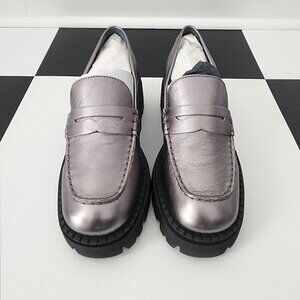 NWOT Free People Lyra Lug Sole Loafers in Pewter Gray